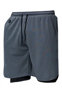 SKSP007 custom-made sports shorts running fast-drying tight-fitting design double-layer pants anti-glare lining design mobile phone pocket back zipper pocket front side design earphone hole sports shorts supplier five-minute sports pants detail view-5
